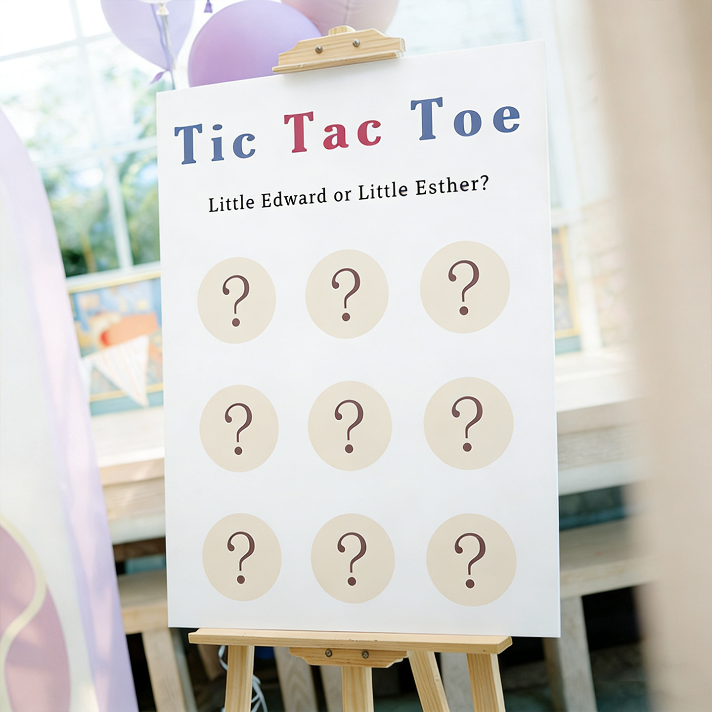 Tic Tac Toe性别揭示KT板 迎婴派对布置道具 宝宝性别游戏迎宾牌