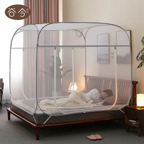 2025新款谷今蚊帐三开门免安装蒙古包1.8/2m床2.4加厚1.5/1.9家用