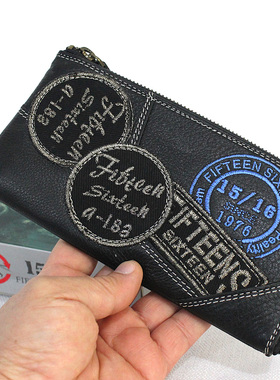 全新长款黑色经典多卡位时尚复古钱包原厂正品头层软牛皮m2298