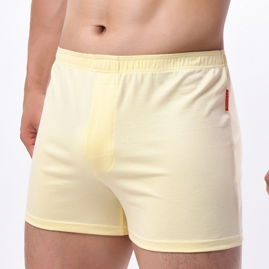浅黄男士内裤男生纯棉透气运动平角裤男式丝光棉纯色简约四角裤头,女士内衣/男士内衣/家居服,男阿罗裤,淘宝优惠券,粉丝福利购,淘宝优惠卷