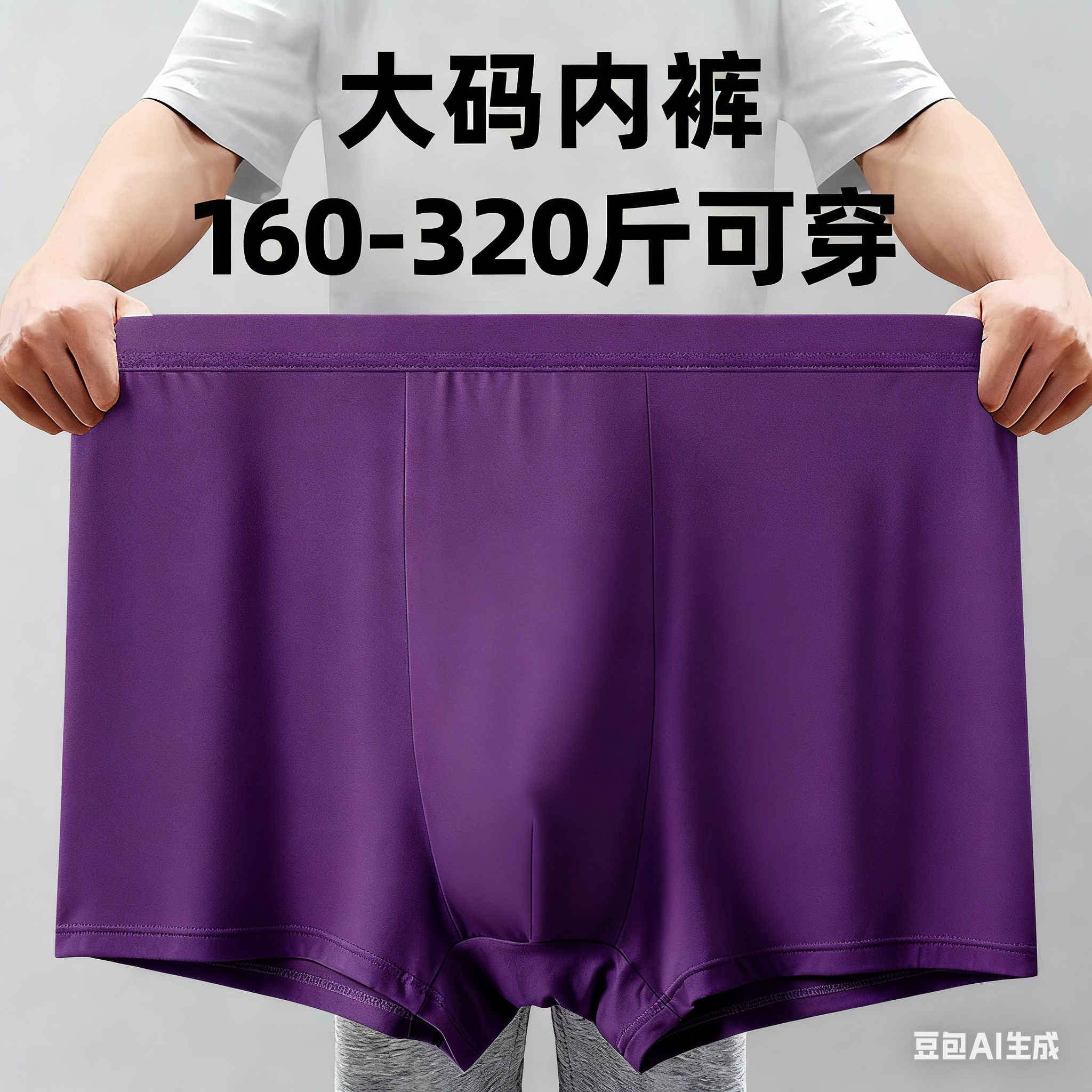 紫色男士肥佬裤纯色平角老头高腰内裤中老年加肥超大码抑菌内裤男