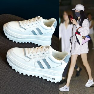 厚底真皮小白鞋内增高8CM秀气老爹鞋秋单鞋轻便运动鞋网红登山鞋