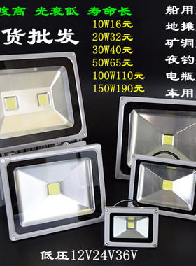 低压直流12 24 36V投光灯船用太阳能LED电瓶灯泡货车射灯应急照明