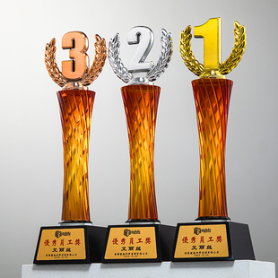 创意金银铜数字奖杯定制比赛评比优秀团队年会颁奖销售冠亚季军