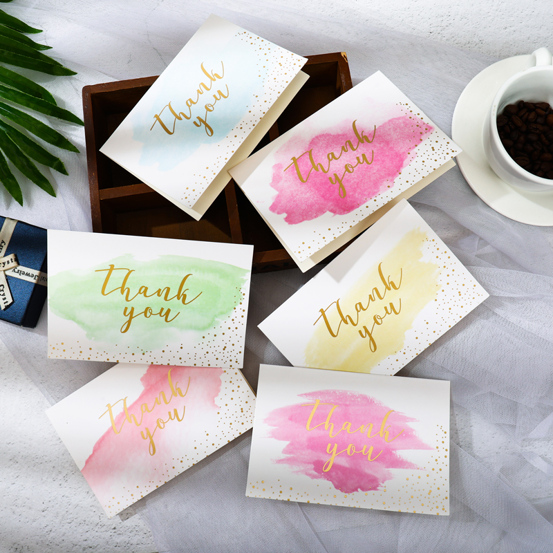 烫金创意折叠贺卡通用祝福感谢留言卡节日母亲节生日小清新小卡片