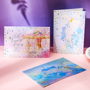 韩国创意ins商务生日祝福卡感恩教师节小卡片烫金迷你鲜花贺卡