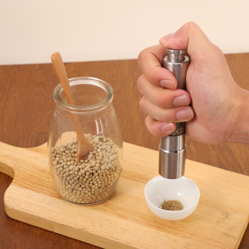 不锈钢胡椒研磨器手动按压式磨糊椒粉磨海盐磨黑白花椒瓶调料罐子
