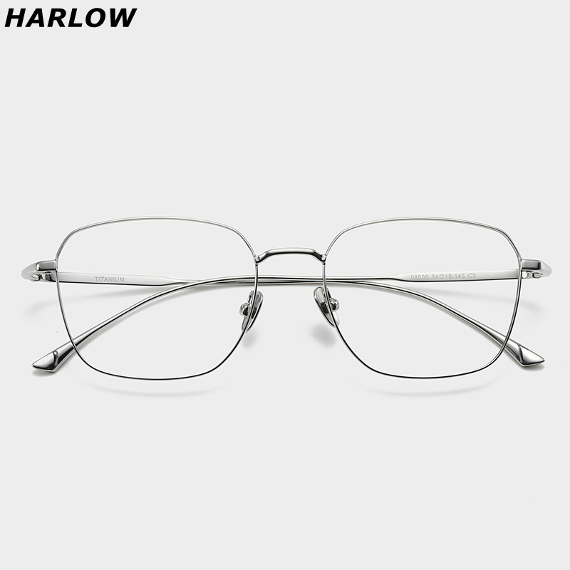 银色纯钛超轻眼镜近视男款方形框