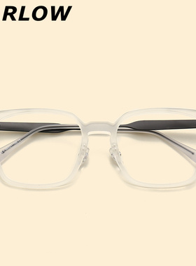 磨砂透明白色眼镜框男女款方圆脸近视可配TR90无鼻托日系眼镜架潮