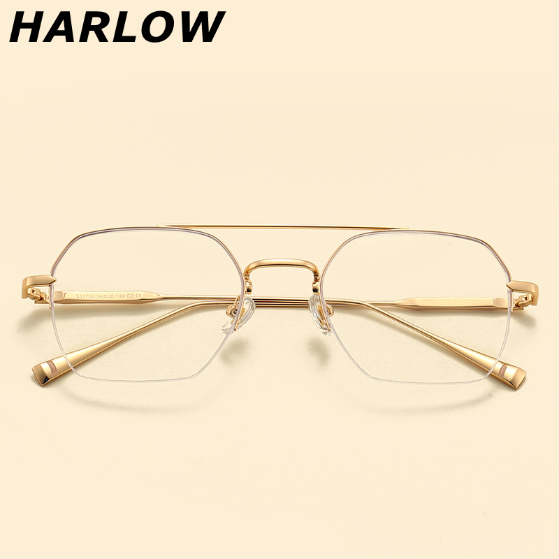 Harlow金色边框显瘦潮近视眼镜框