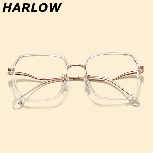 Harlow透明显脸小时尚近视眼镜框