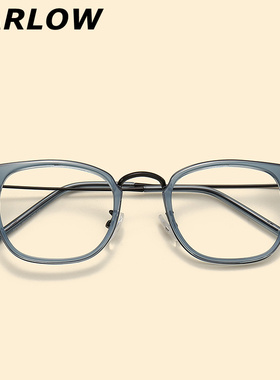 蓝色眼镜框男女款近视度数可配日系复古方圆脸素颜TR90特色眼镜架