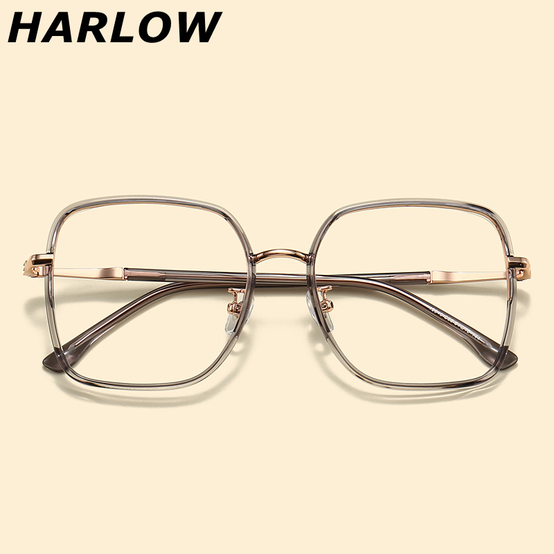 灰色透明眼镜框镜架女可配近视镜片大脸宽显脸小素颜时尚眼镜架潮