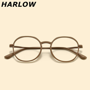 磨砂TR90眼镜架 韩式 轻款 咖啡色眼镜框镜架男女小脸潮复古圆形时尚