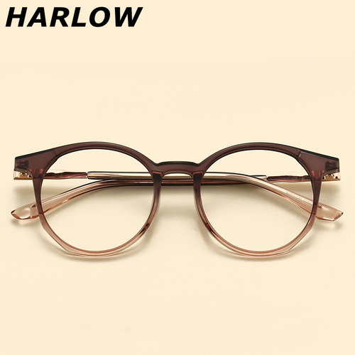HARLOW眼镜框复古近视茶棕色渐变