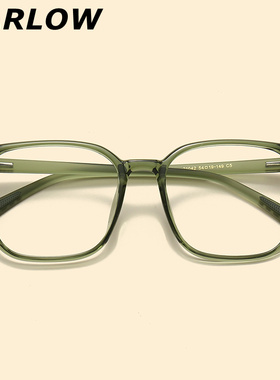 绿色眼镜框男款超轻镜架女大圆脸TR90一体无鼻托近视眼镜可配度数