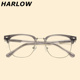 灰色眼镜框男女近视可配潮痞帅半框眼镜方圆脸近视复古日系眼镜架