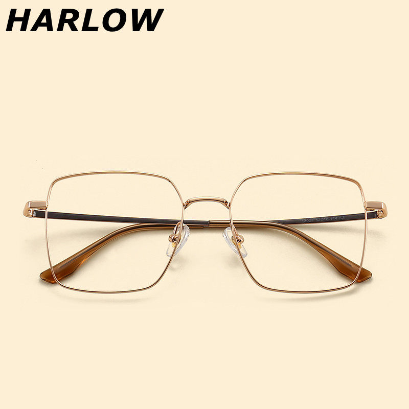 金色眼镜框男女大方框塌鼻梁大圆脸显瘦近视可配度数细边眼镜架潮