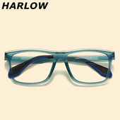 特色磨砂蓝色近视眼镜框男女款 潮复古粗框一体成型TR90日系眼镜架