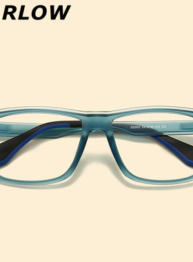 特色磨砂蓝色近视眼镜框男女款潮复古粗框一体成型TR90日系眼镜架