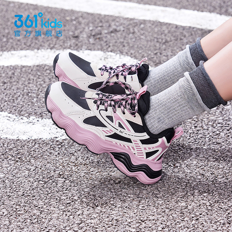 361度童鞋女童运动鞋秋冬新款青少年休闲大童女孩老爹鞋儿童鞋子