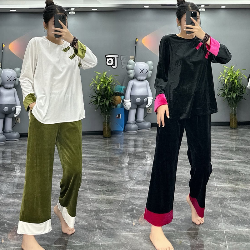 女秋冬复古金丝绒睡衣套装