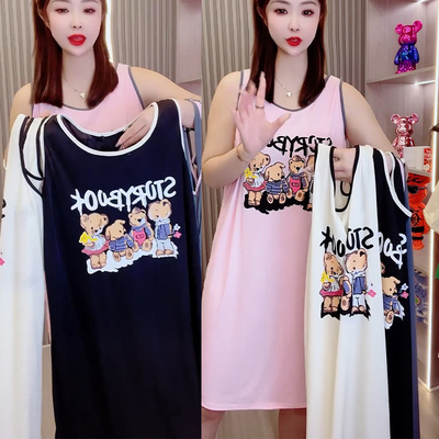 无袖睡裙可外穿家居服大码韩版