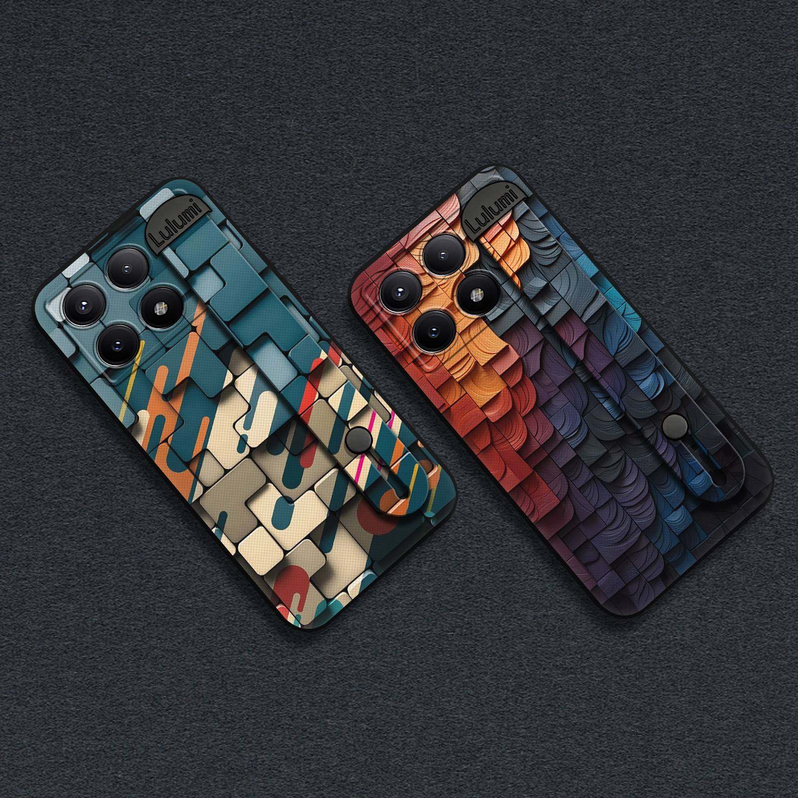 适用红米K70E/小米Poco X6 Pro 5G手机壳几何拼图防尘潮流男女款