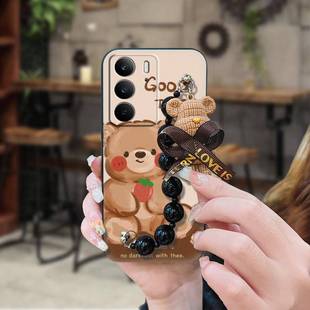 可爱小熊手链新款 C75手机壳情侣创意男女款 趣味 Realme 适用OPPO