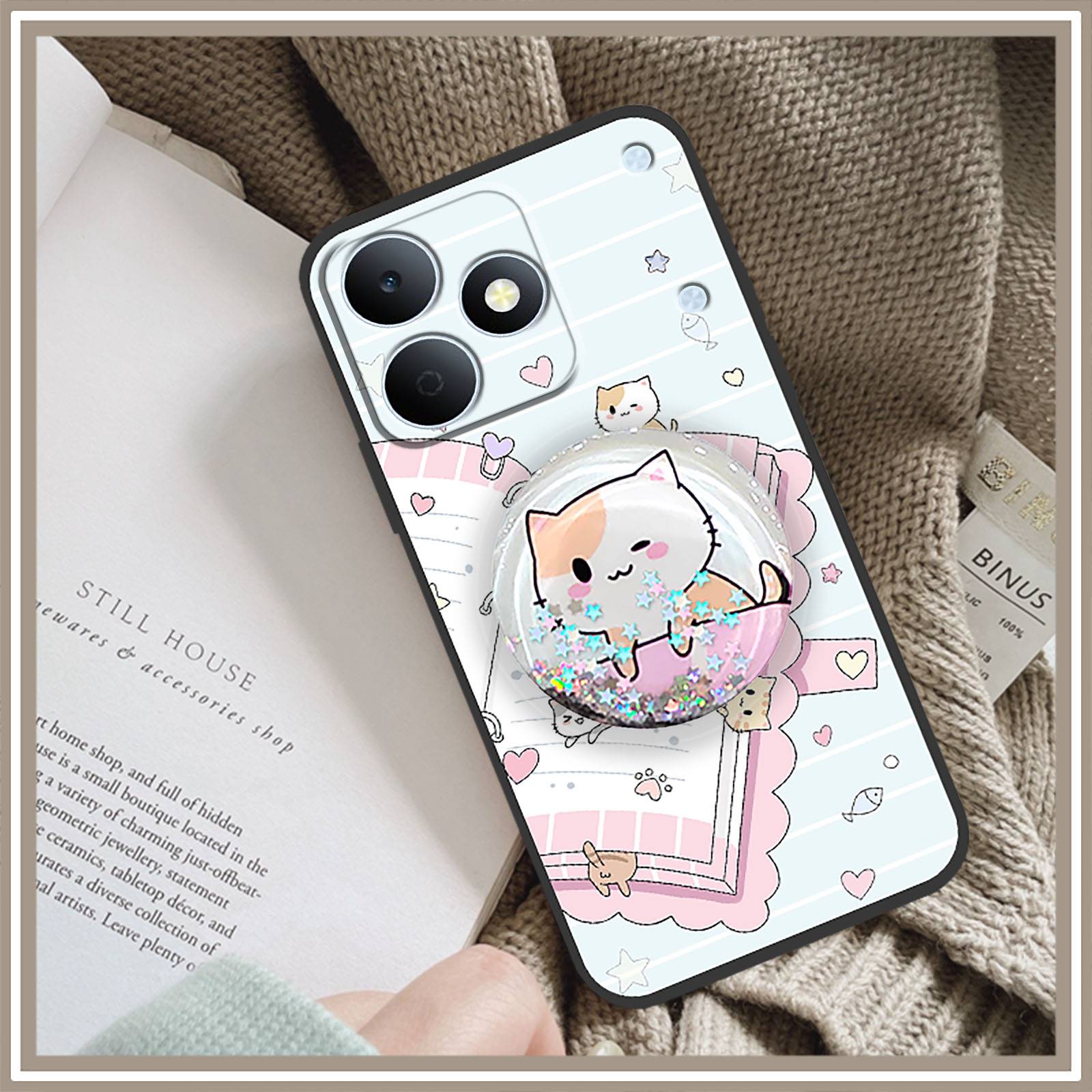 适用OPPO Realme Note80 4G手机壳旋转简约个性情侣散热可爱流沙
