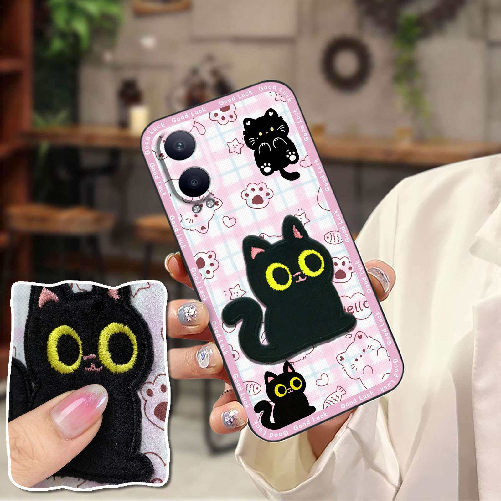 适用OPPO K12X国内版/1+Nord CE4Lite手机壳布贴刺绣可爱个性3D