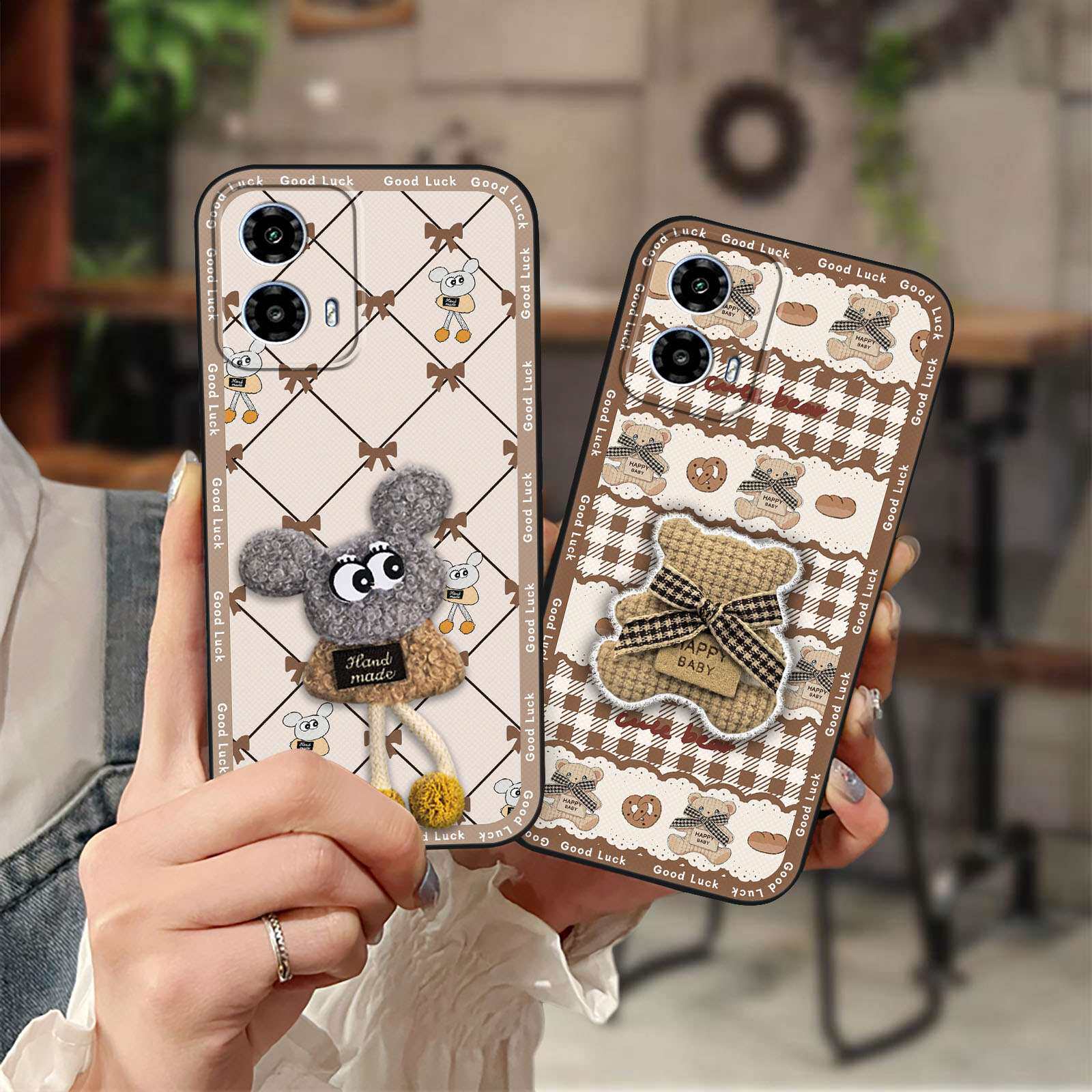 适用MOTO G34 5G手机壳毛绒新款软壳男女款3D刺绣搞怪创意布贴