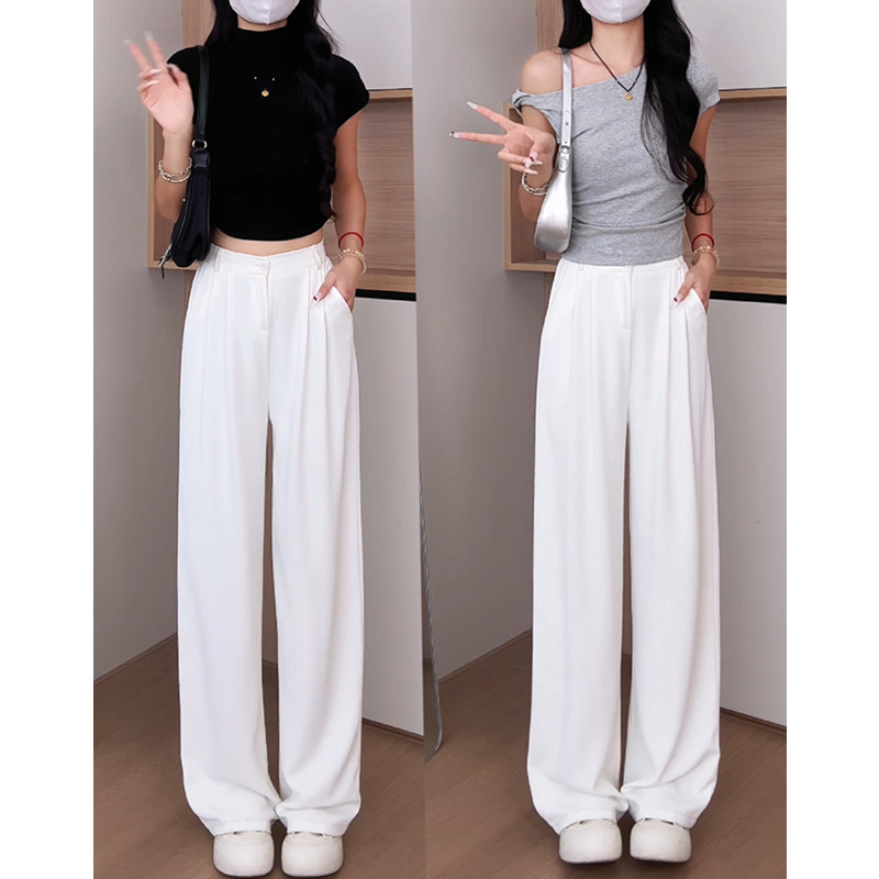 秋季窄版直筒西裤女白色西装裤女裤2025新款垂感高级感直筒阔腿裤