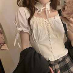 Patting new style girl's short necked bow tie jacket