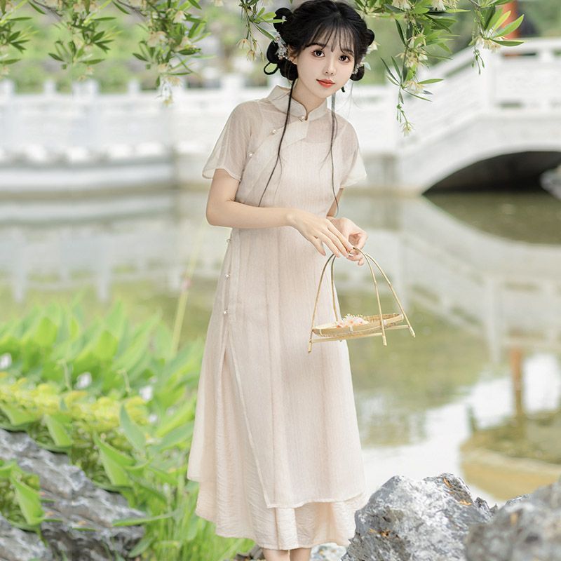 2025夏季新中式复古旗袍改良