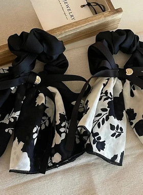 新款大肠圈优雅时尚水墨蝴蝶结大肠发圈女裙摆复古高级感温柔头饰