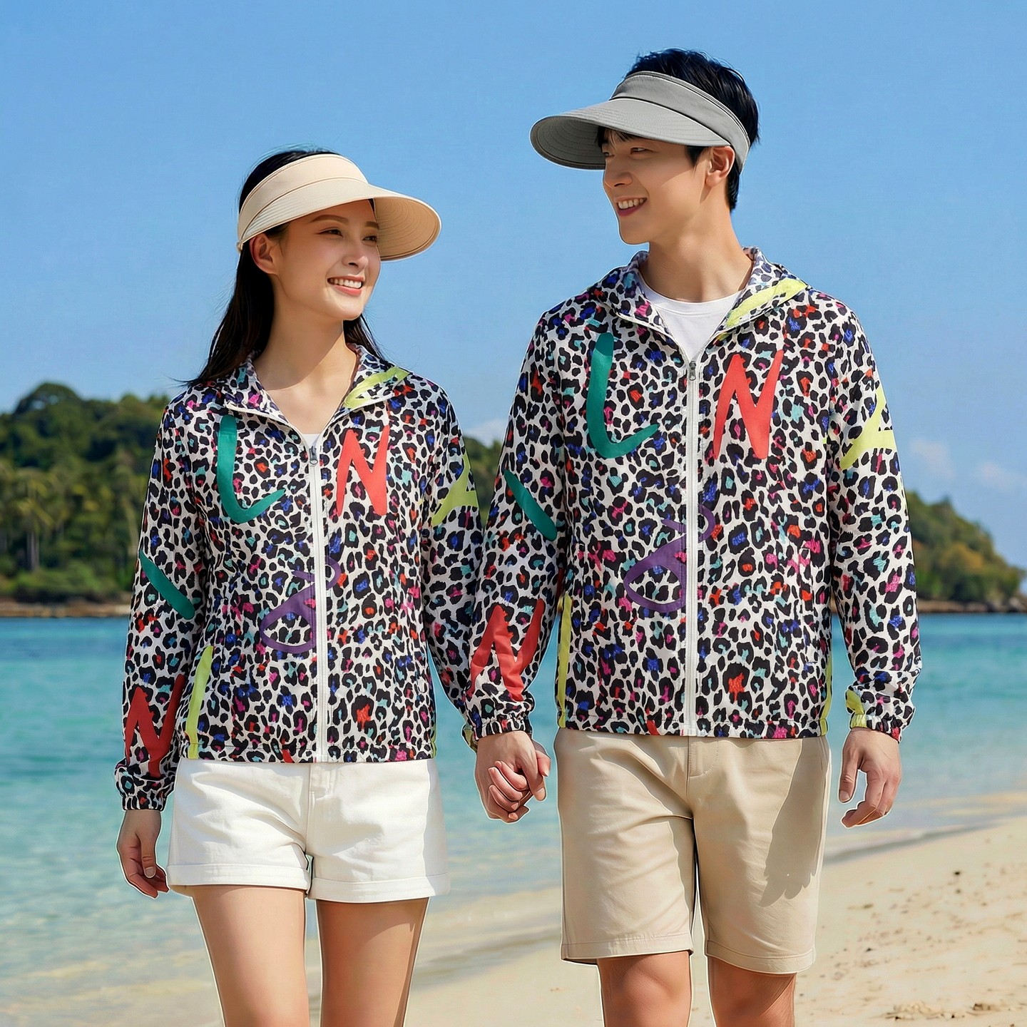 夏季情侣款防晒衣潮流时尚复古豹纹男女皮肤衣户外休闲遮阳防晒服