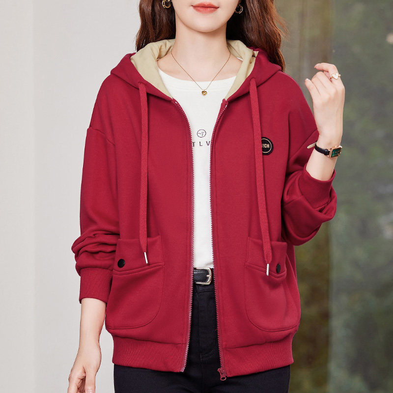 连帽开衫卫衣外套女加绒加厚