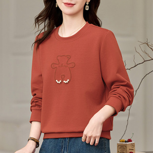 洋气减龄正肩套头上衣 圆领无帽女士卫衣春秋薄款 2025新款 春季 时尚