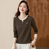 t恤女春秋打底衫 2026新款 秋冬加绒女装 长袖 内搭可外穿上衣体恤衫