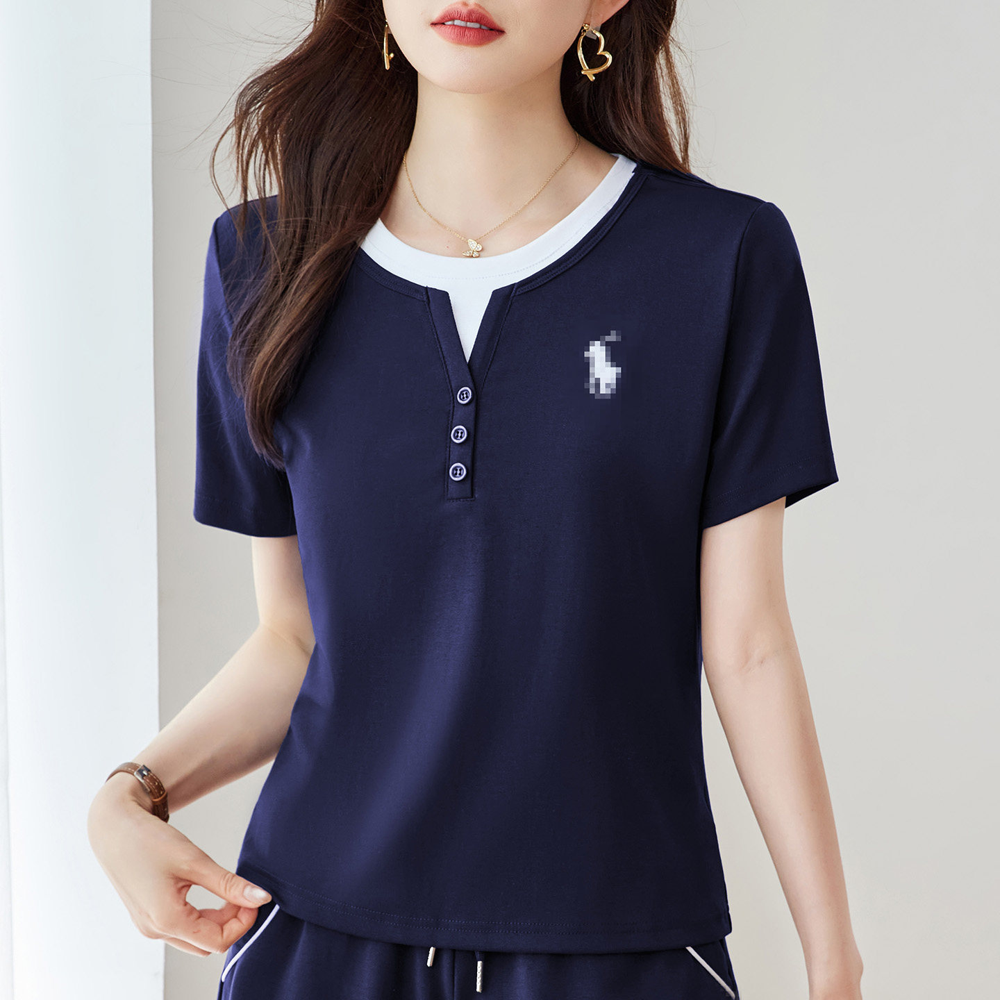 圆领正肩短袖t恤女2026新款夏季高端女装洋气减龄上衣半袖体恤衫