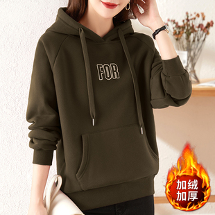 红色卫衣女冬季加绒加厚2025年新款秋冬爆款时尚洋气上衣保暖外套