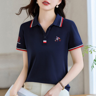 t恤女2025新款 女装 翻领正肩短袖 夏季 体恤 洋气减龄半袖 正肩polo衫