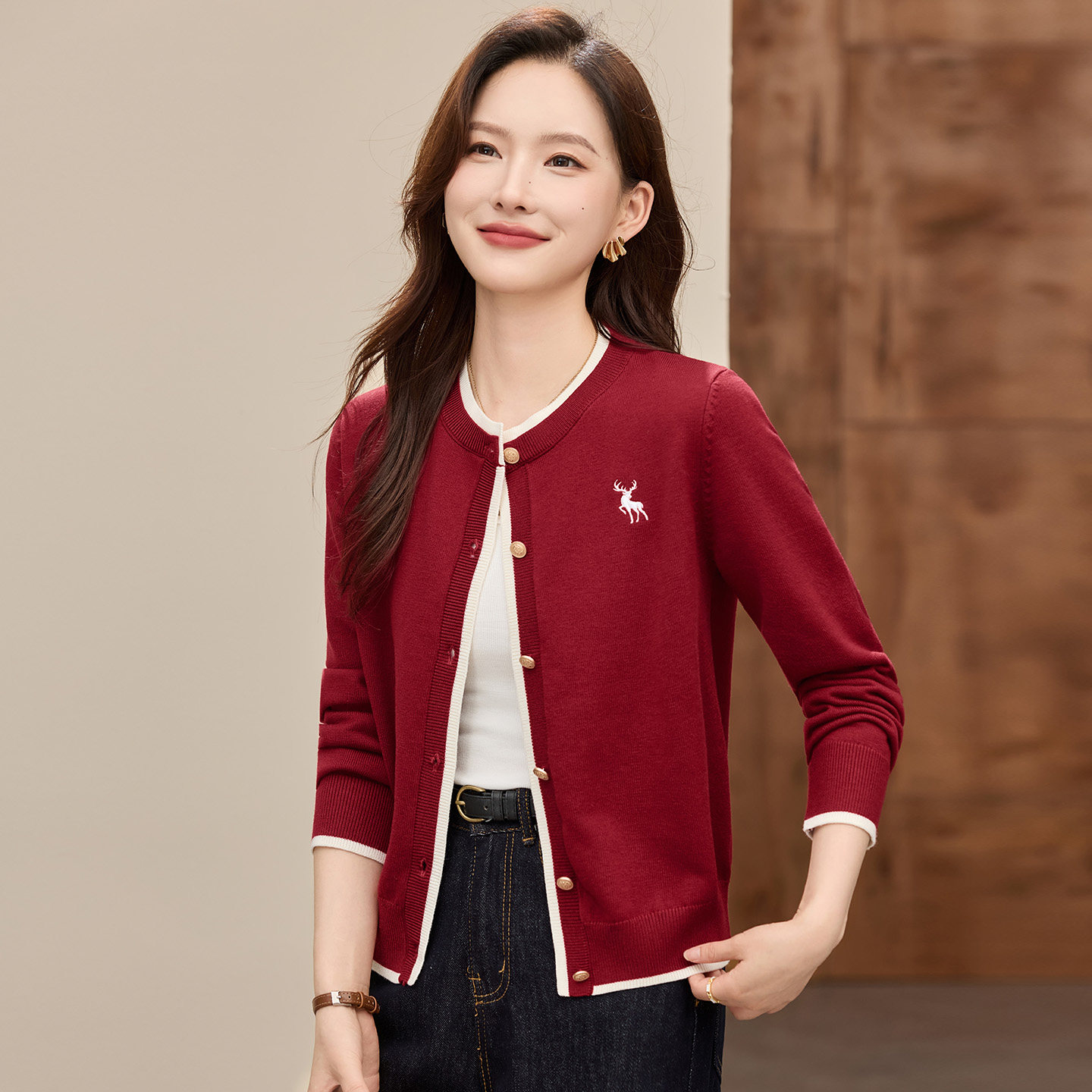 针织开衫毛衣外套女2025新款秋冬爆款女装红色上衣打底内搭可外穿