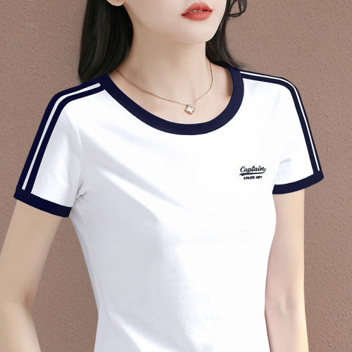 夏季修身白色上衣短袖t恤女