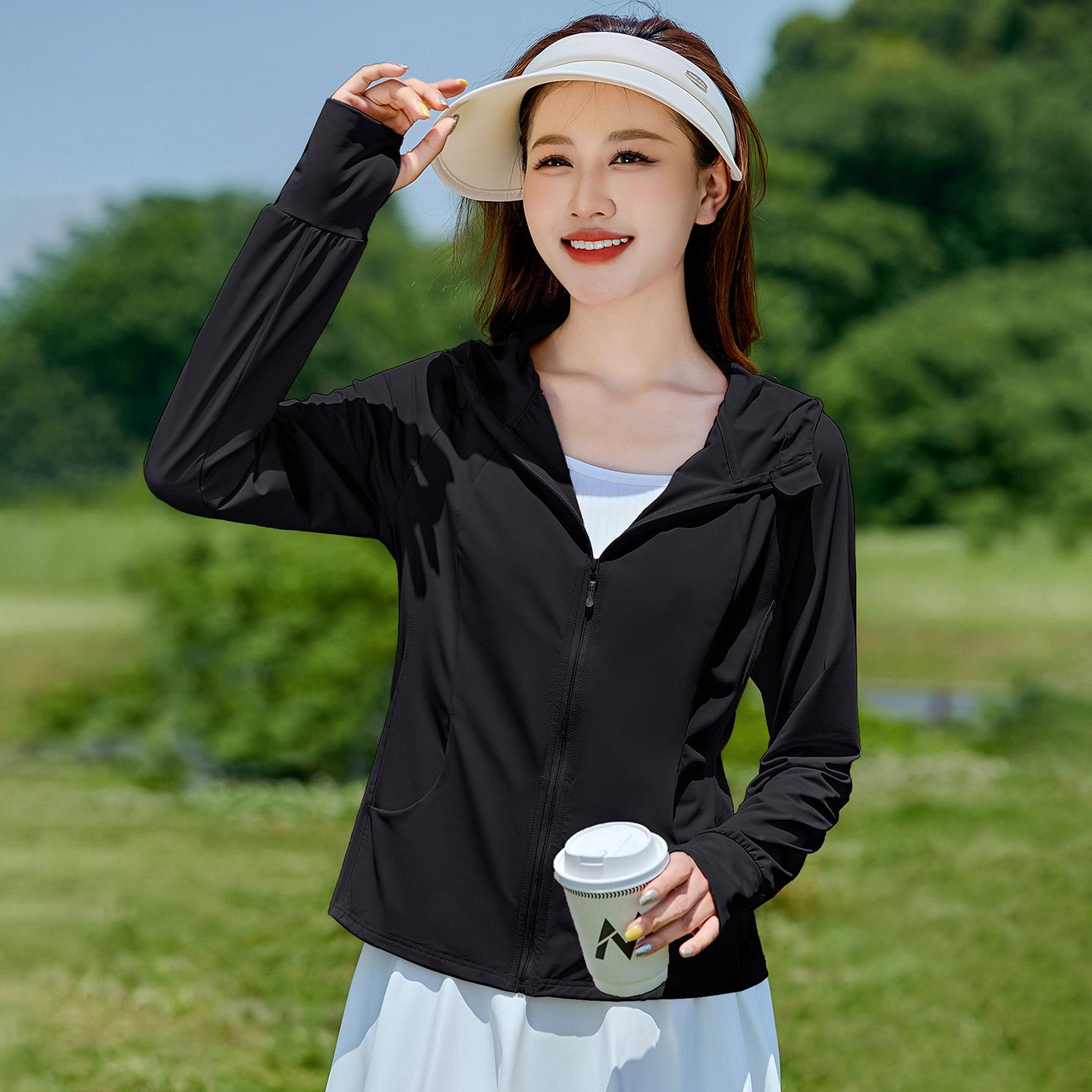 冰丝凉感防晒衣女2025新款夏季户外透气黑色防紫外线防晒服薄外套
