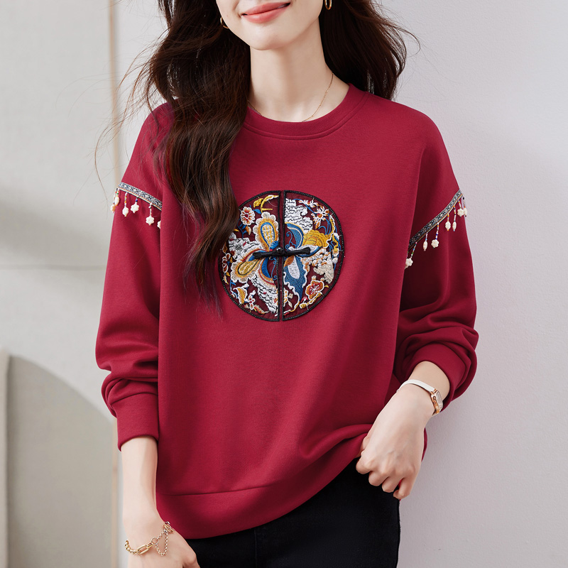 中式国风春秋款卫衣女2025新款