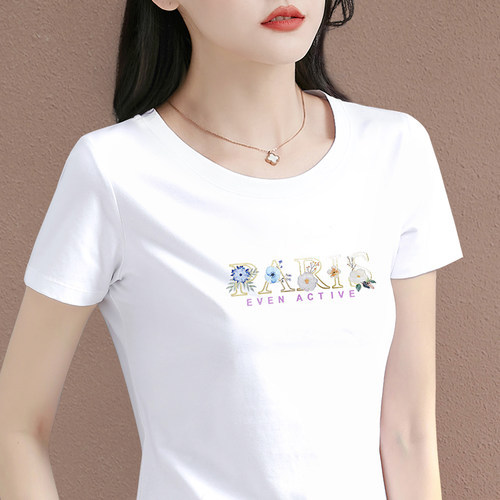 夏季女装正肩纯棉白色短袖t恤女