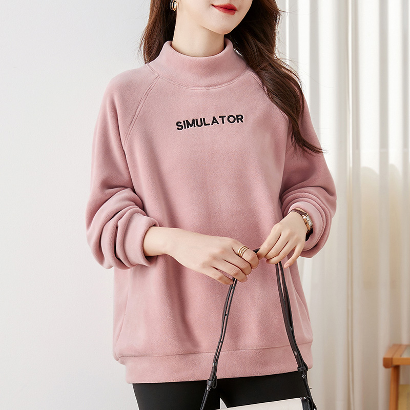 半高领卫衣女加绒加厚秋冬上衣