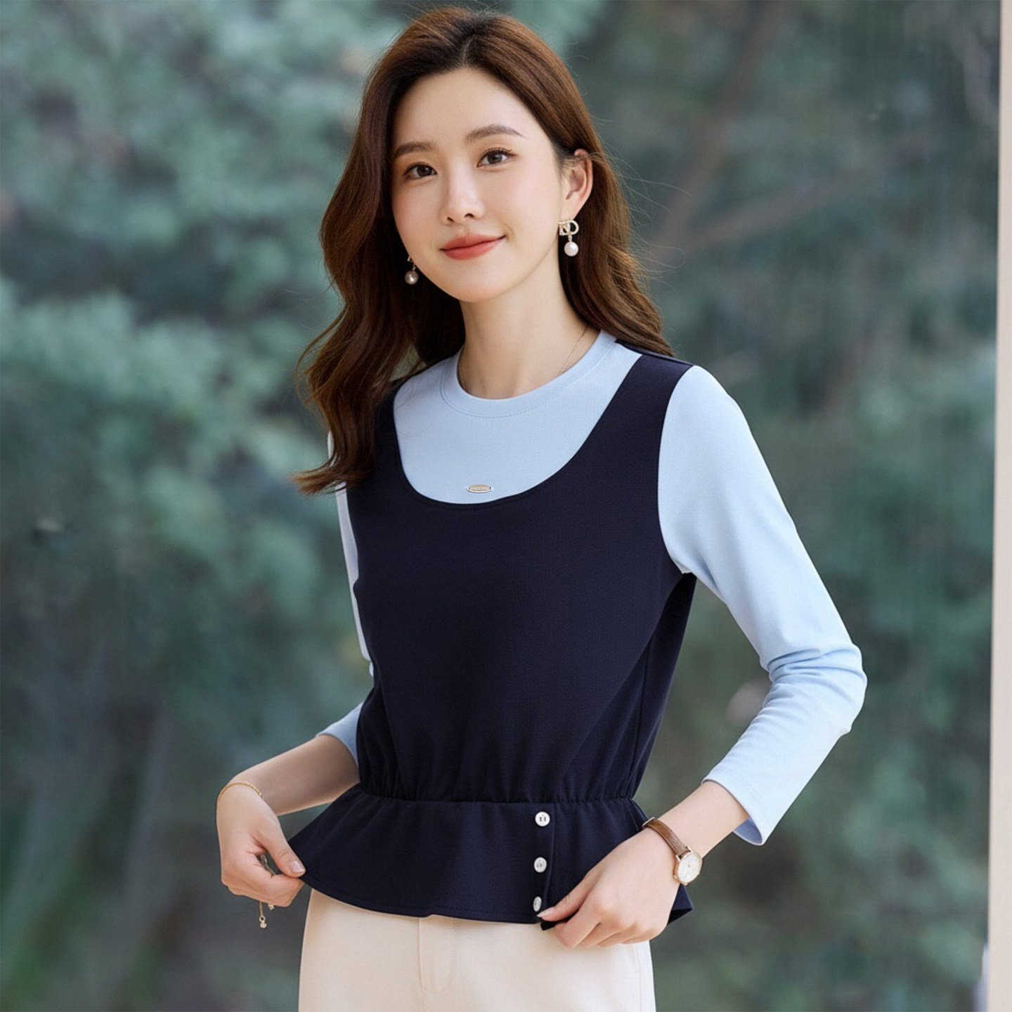 假两件设计感长袖t恤女2026新款春秋爆款高端洋气女装短款上衣衫